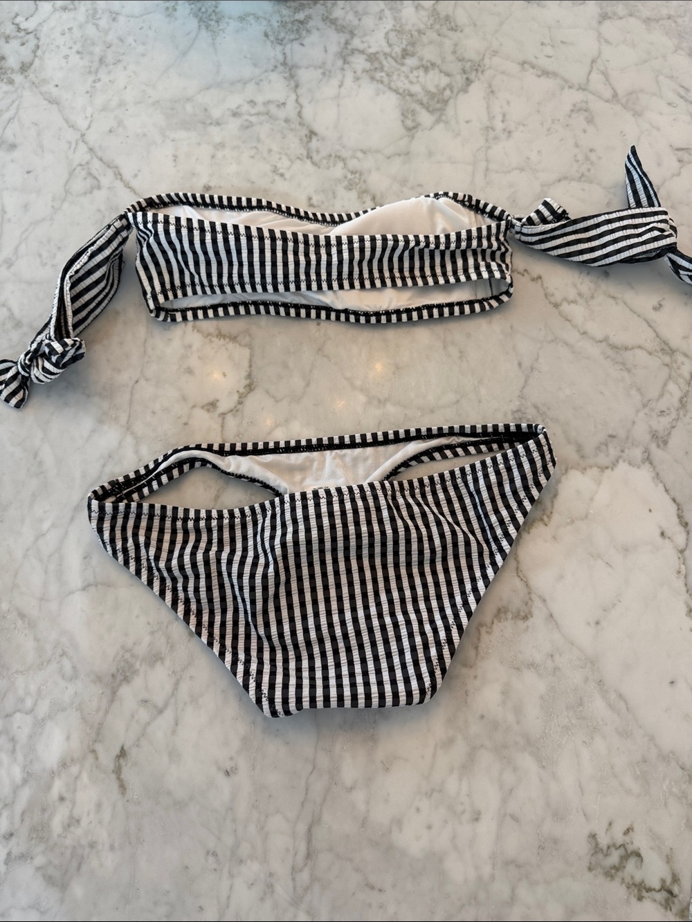 J Crew Black and White Striped Two-Piece Bikini Set - Picture 2 of 4